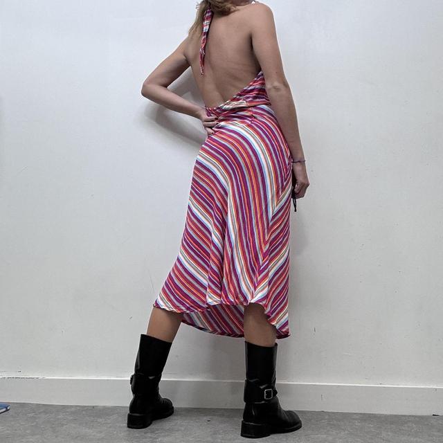 Pinstripe pink y2k halter dress