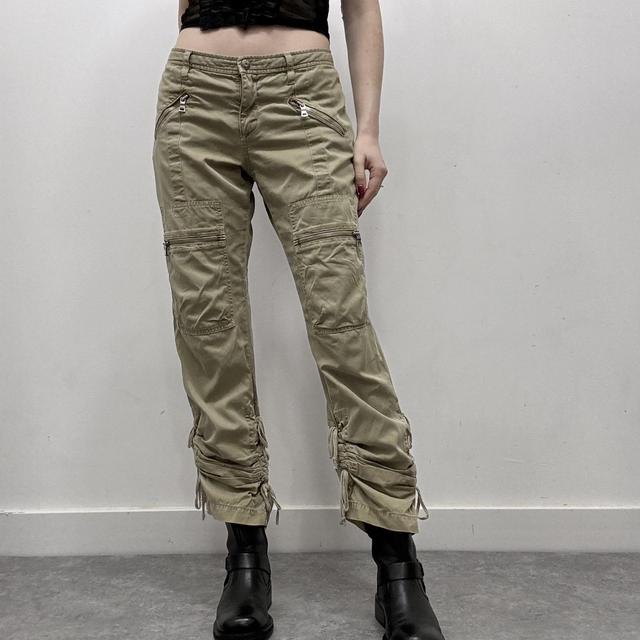Khaki lace up cargo trousers
