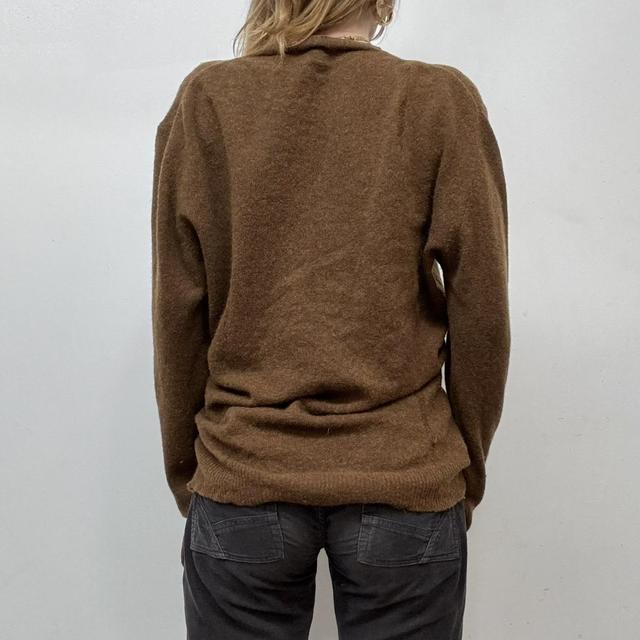 Brown wool distressed jumper