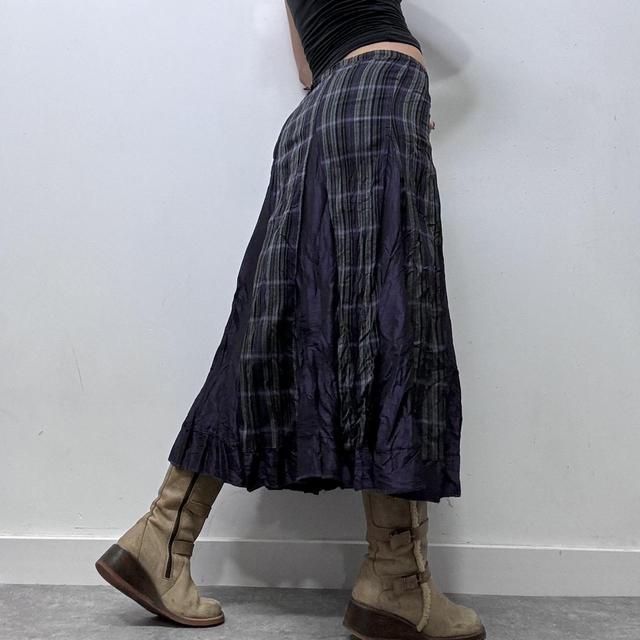 Grunge checked flare maxi skirt