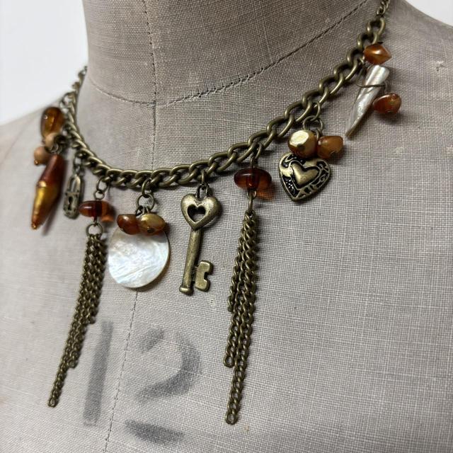 Vintage brass charm necklace