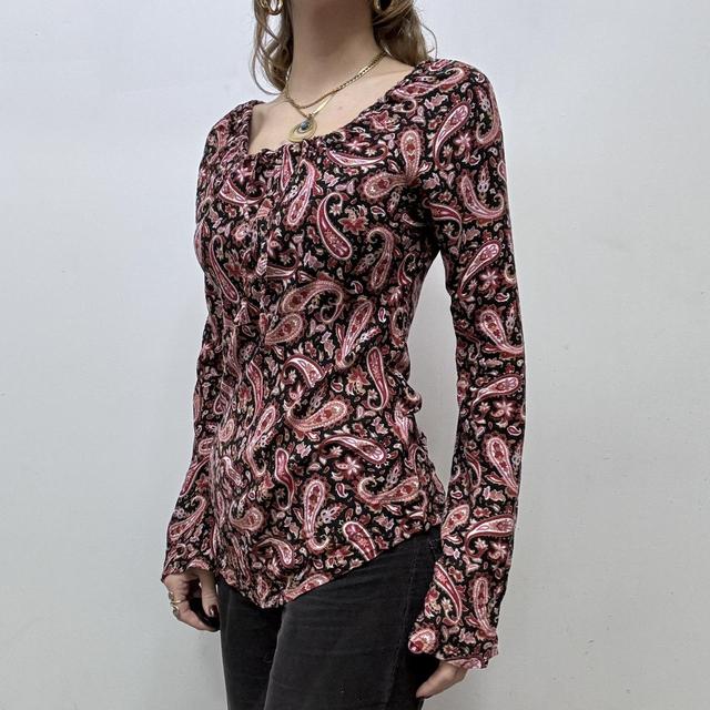 Paisley flare pink blouse