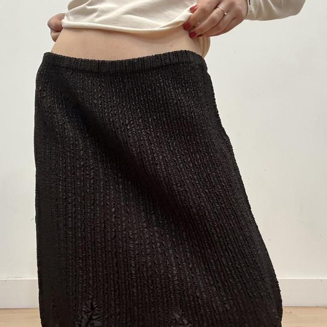 Black pleated midi skirt