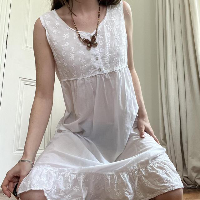 White cotton midi summer dress