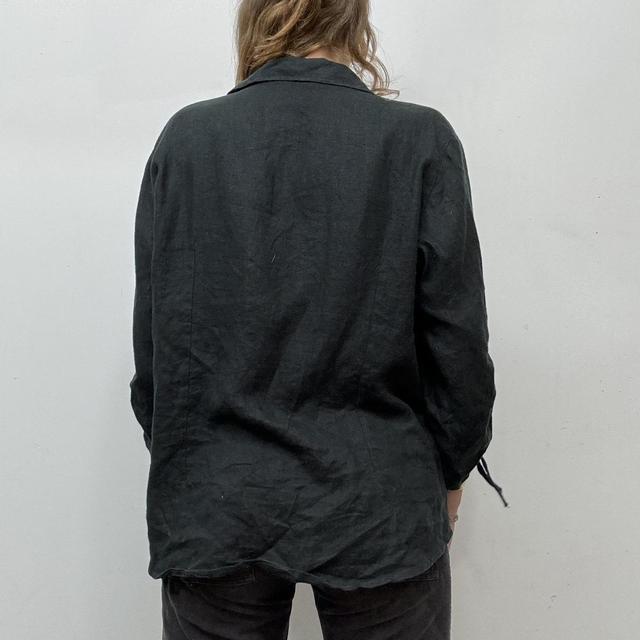 Black linen utility jacket