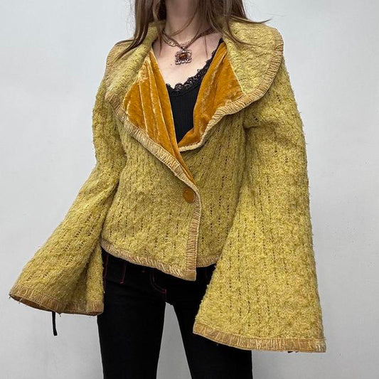 Wool knitted ultra flared jacket