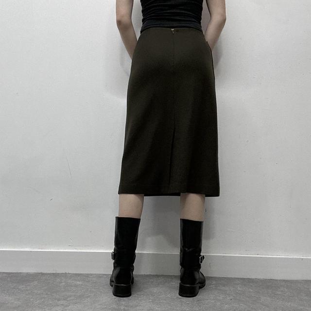 Khaki aline wool skirt