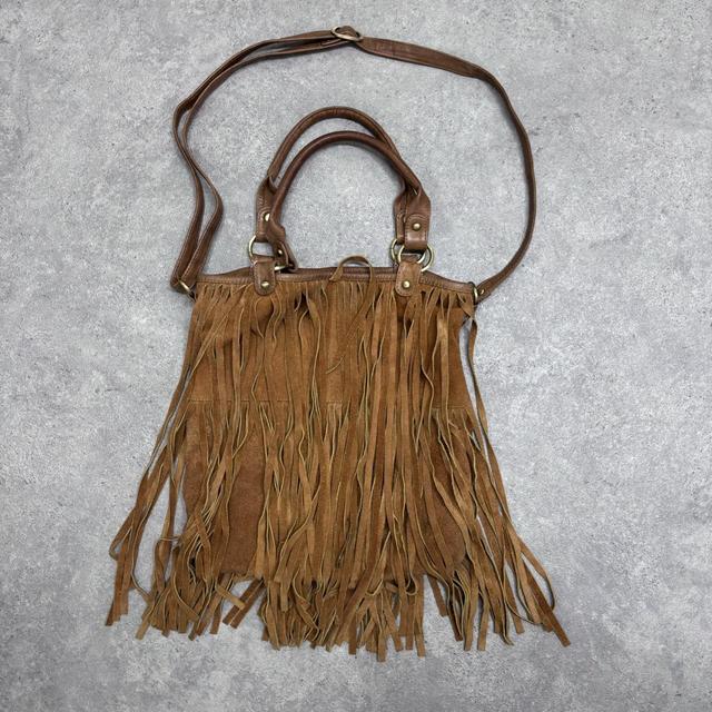 Tan suede tassle western bag