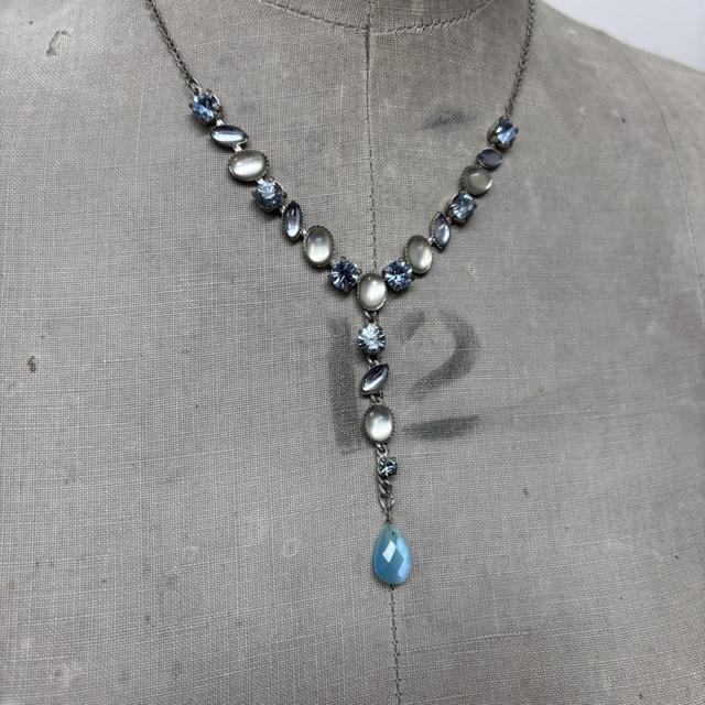 Blue gemstone fairy necklace