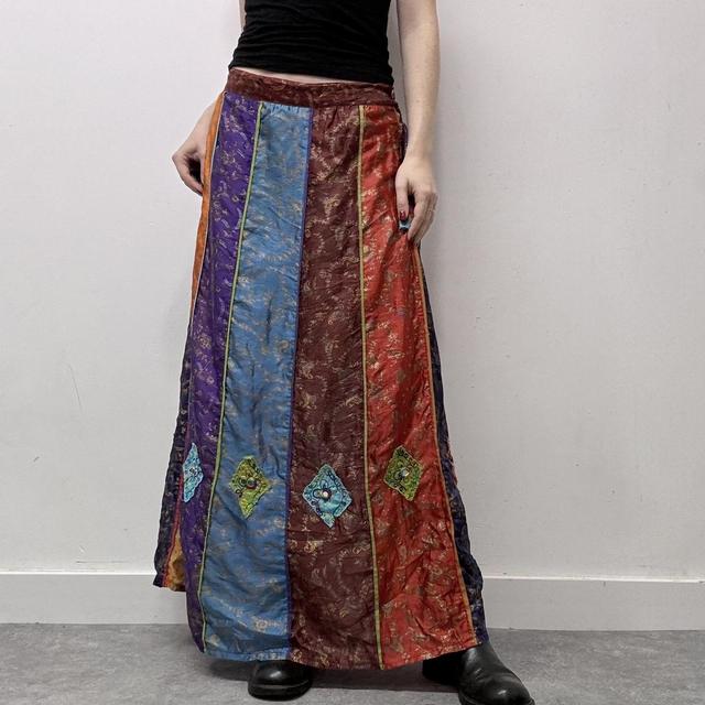 Silk paisley hippie maxi skirt