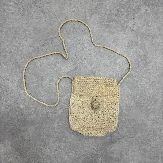 Woven straw crossbody bag
