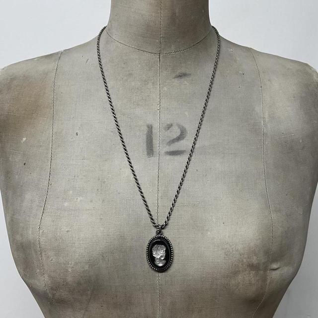 Gothic sterling silver cameo necklace