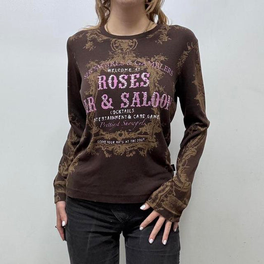 Brown graphic text top