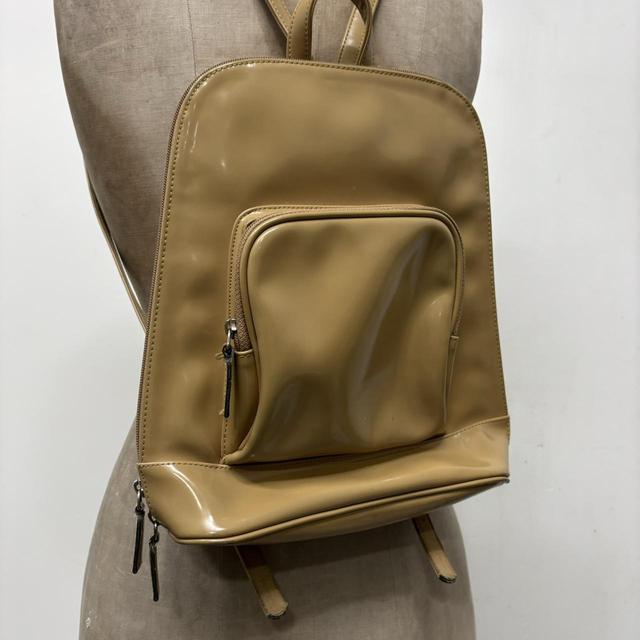 Tan paintent PVC backpack