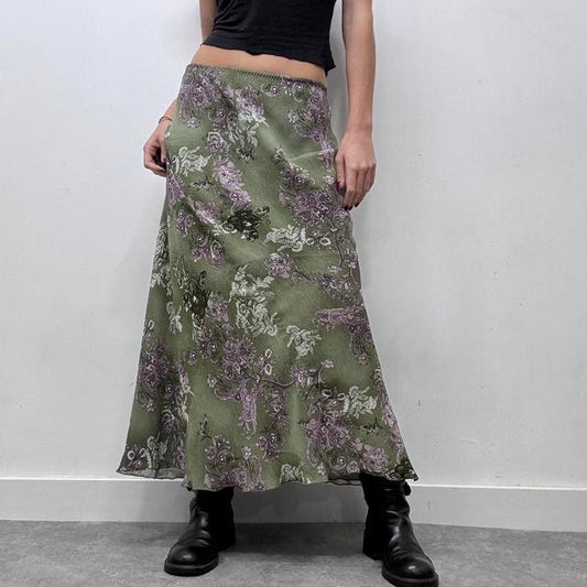 Paisley bias cut maxi skirt