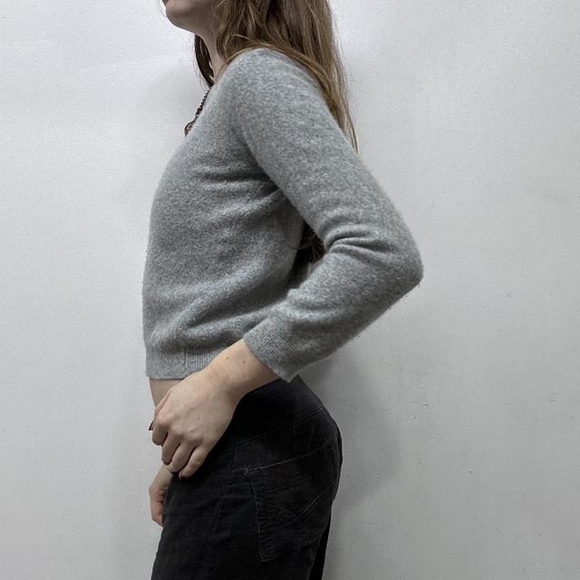 Grey wool knitted cropped jumper