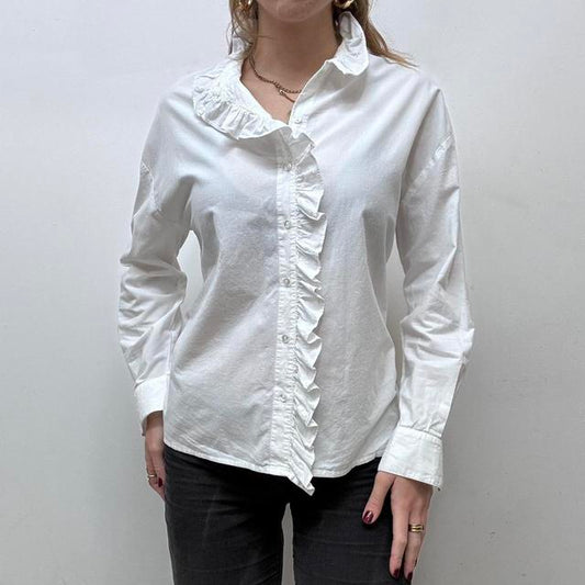 White ruffle coquette shirt