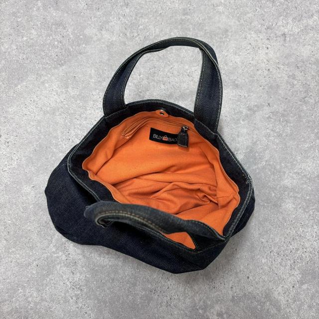 Dark denim embroidered mini bag