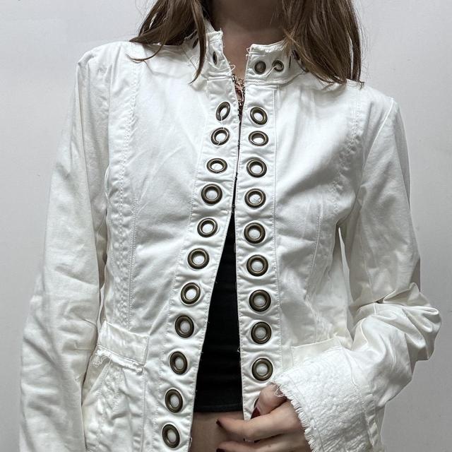 White flared eyelet jacket