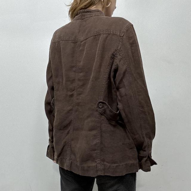 Oversized brown linen slouchy jacket