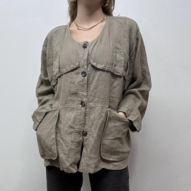 Khaki cargo oversized slouchy jacket