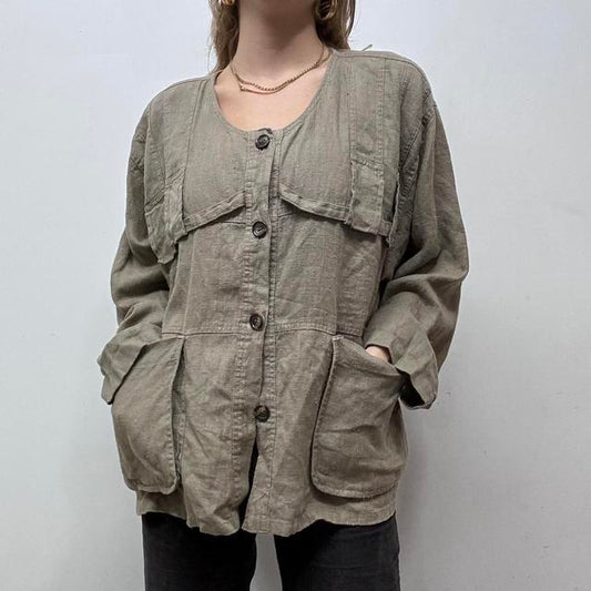 Khaki cargo oversized slouchy jacket