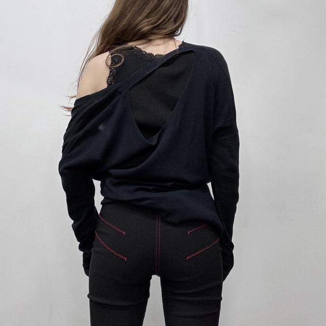 Navy knitted slouchy wrap jumper