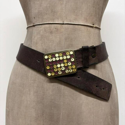 Brown slouchy buckle belt