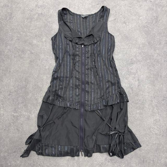 Pinstripe layered cargo dress
