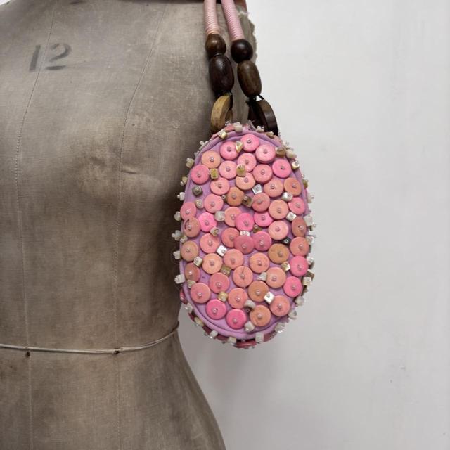 Button beaded pink bag