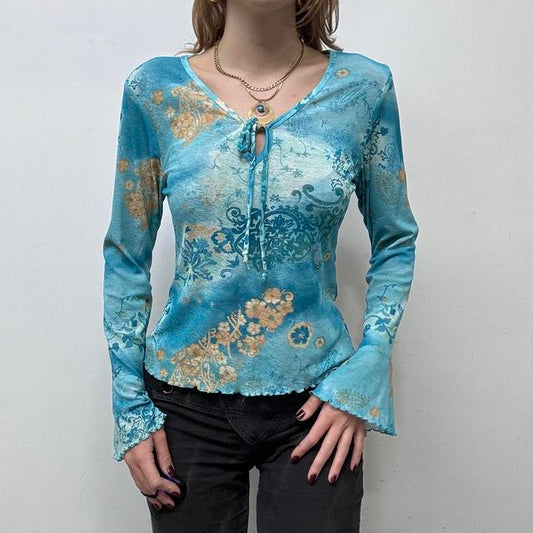 Flared fairy hippie paisley top