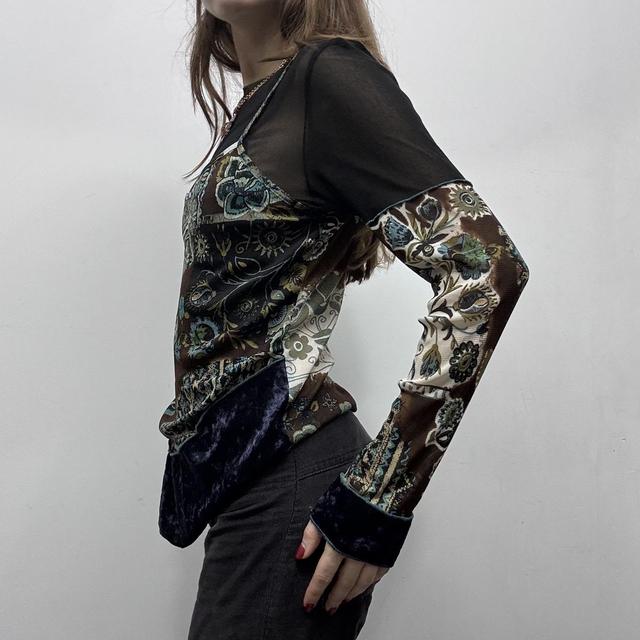 Sheer layered paisley print velvet fairy top