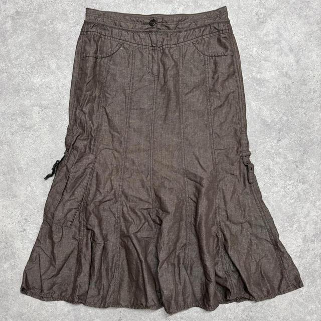 Brown linen asymmetrical skirt