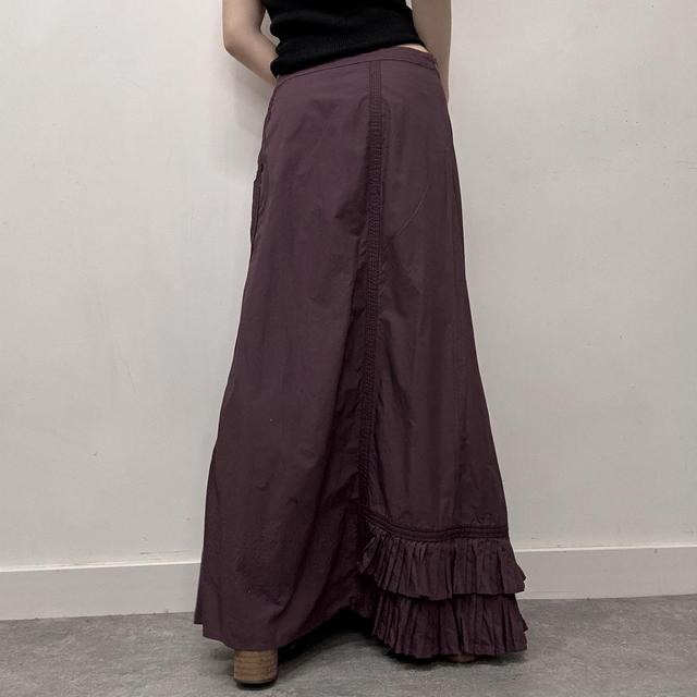 Purple pleated cargo maxi skirt