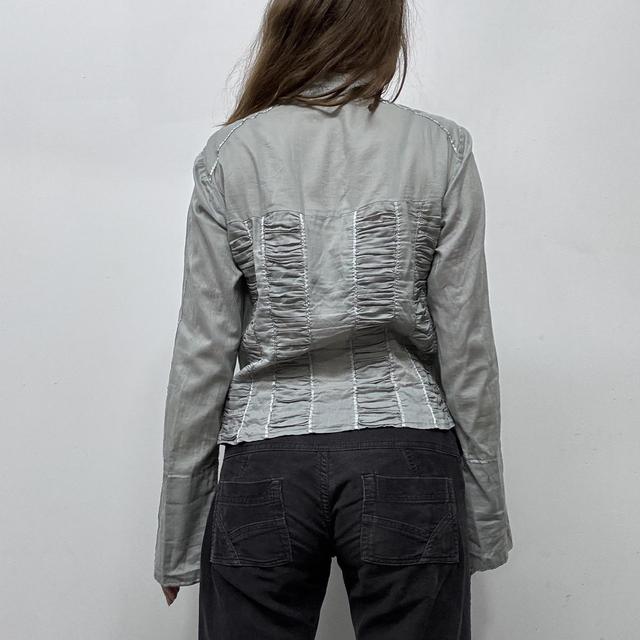 Grey gathered corset flared shirt