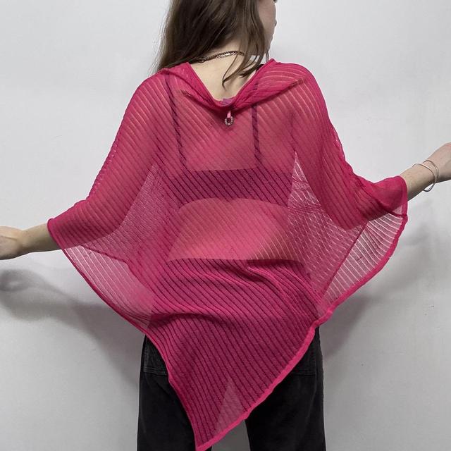 Sheer pink knit Save the Queen cape poncho