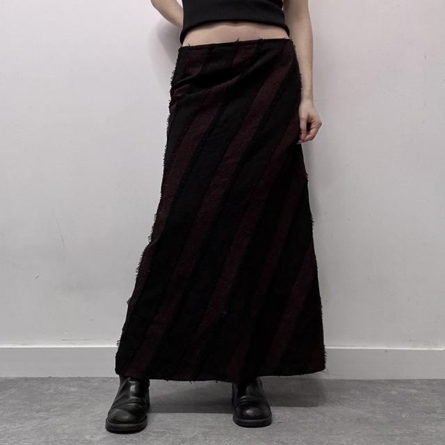 Textured striped maxi flare skirt