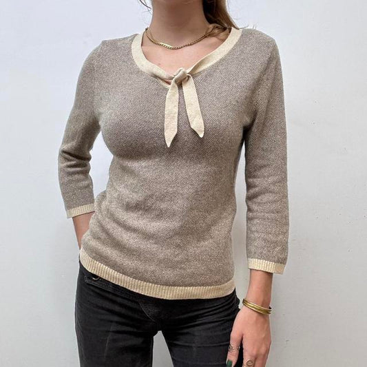 Brown bow wool jumper