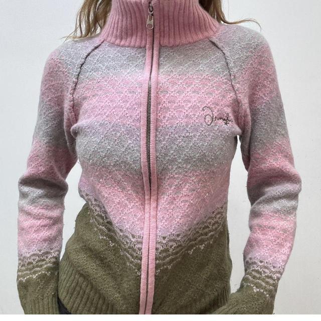 Ombre wool zip-up cardigan