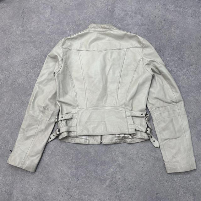 Cream leather biker jacket