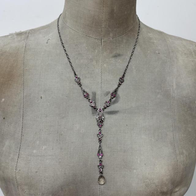Pink gemstone hanging fairy necklace
