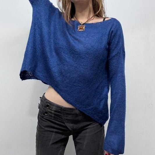Slouchy sheer mohair wide neck jumper