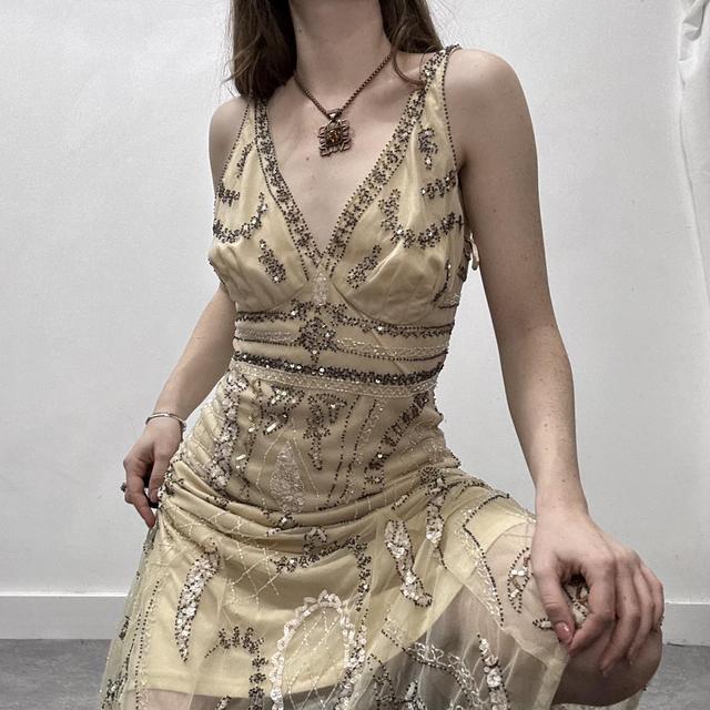 Sheer beaded floaty embelished dress