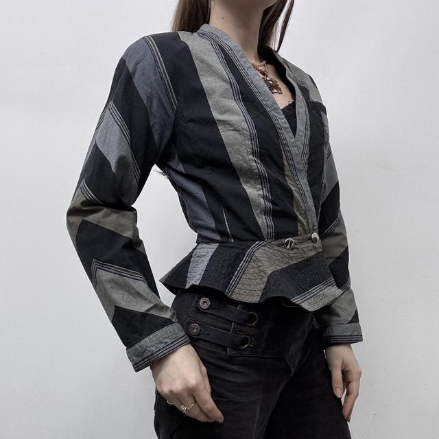 Pinstripe flared cropped jacket