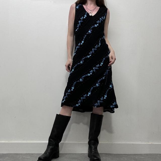 Bias cut black summer flared dress