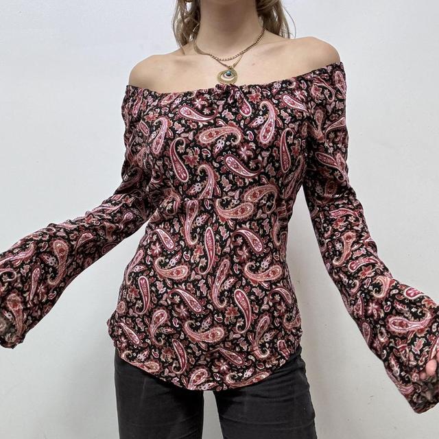 Paisley flare pink blouse