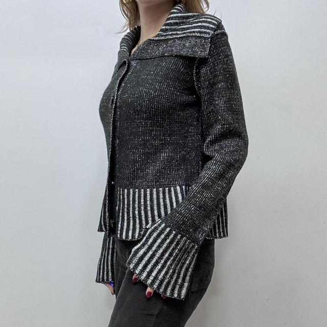 Distressed ribbed knit cardigan