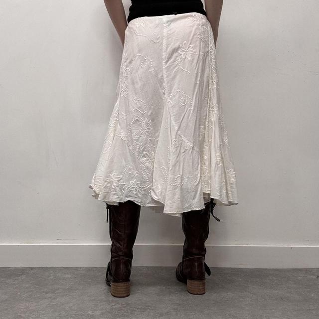 White cotton flared maxi skirt