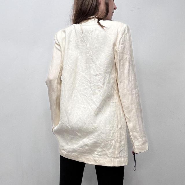 Cream long linen slouchy minimalist blazer