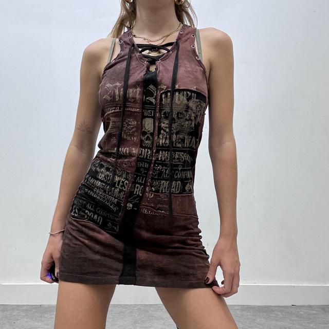 Graphic grunge patterned gothic corset dress
